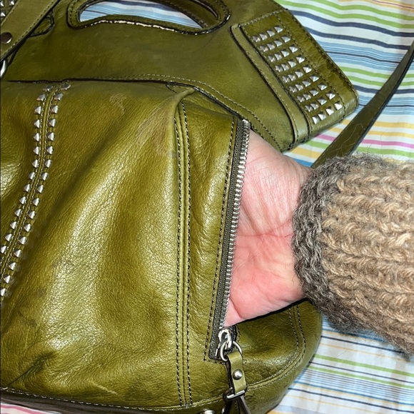 B. Makowsky Olive Green Studded Shoulder Bag - Picture 15 of 16